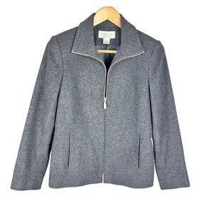 Petite Sophisticate Gray Wool Cashmere Nylon Blend Zip Front Jacket Size 6